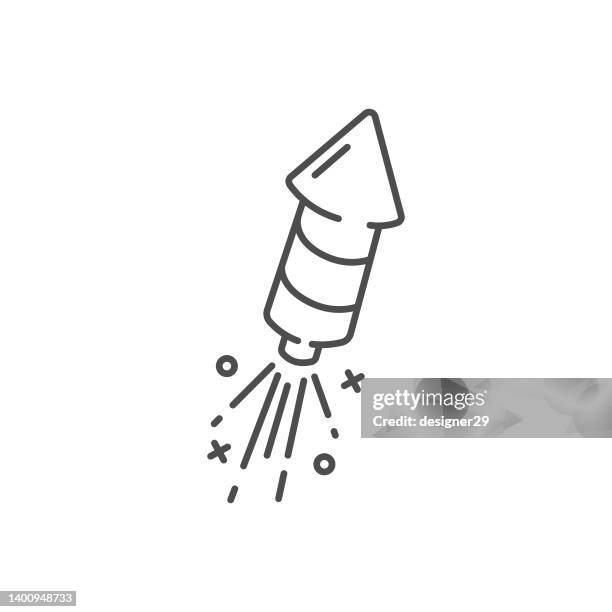 firework rocket line icon. - firework rocket stock illustrations