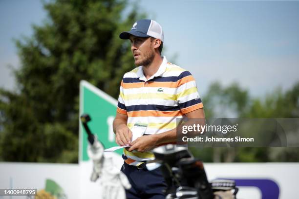 Ugo Coussaud of France arrives for day three of the D+D REAL Czech Challenge at Golf & Spa Kuneticka Hora on June 04, 2022 in Hradec Kralove, Czech...