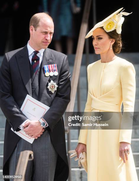 Prince William, Duke of Cambridge and Catherine, Duchess of Cambridge attend the National Service of Thanksgiving at St Paul's Cathedral on June 03,...