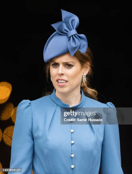 Princess Beatrice of York attends the National Service of Thanksgiving at St Paul's Cathedral on June 03, 2022 in London, England. The Platinum...