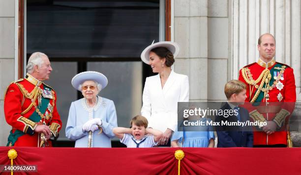 Prince Charles, Prince of Wales, Queen Elizabeth II, Prince Louis of Cambridge, Catherine, Duchess of Cambridge, Princess Charlotte of Cambridge,...