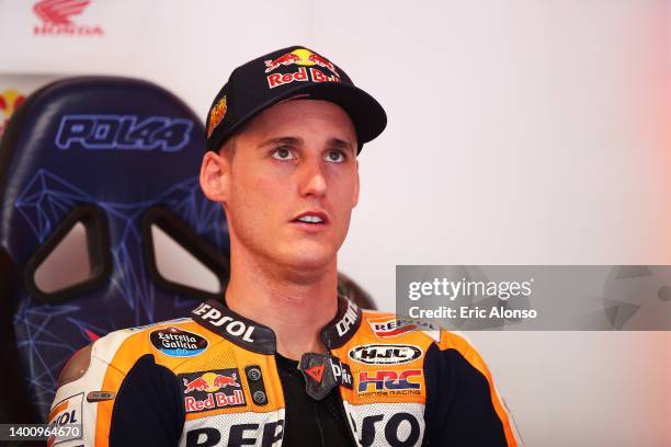 Pol Espargaro of Spain and Repsol Honda Team looks on at Circuit de Barcelona-Catalunya on June 04, 2022 in Barcelona, Spain.