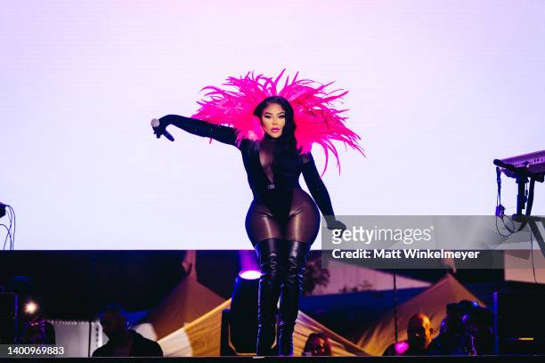 Lil' Kim performs at the Outloud Raising Voices Music Festival at WeHo Pride on June 03, 2022 in West Hollywood, California.