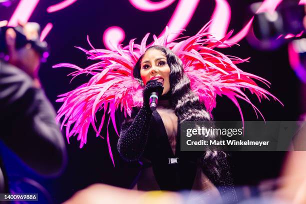 Lil' Kim performs at the Outloud Raising Voices Music Festival at WeHo Pride on June 03, 2022 in West Hollywood, California.