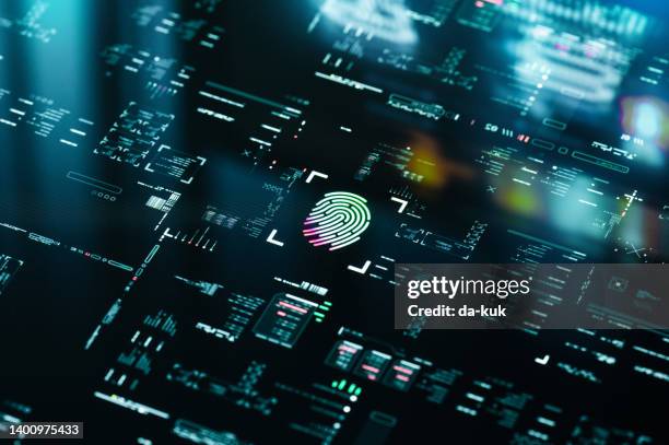 botón de autenticación biométrica. concepto de seguridad digital - identidad fotografías e imágenes de stock