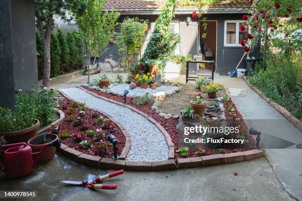 small garden in the backyard - small garden stock pictures, royalty-free photos & images