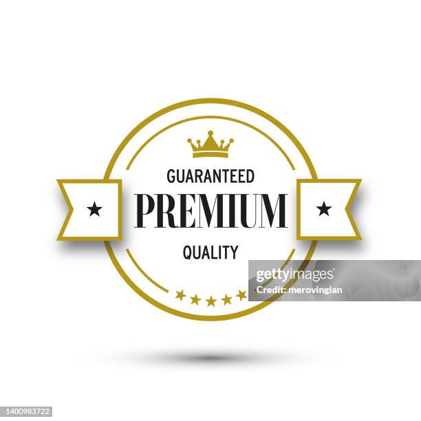 ilustrações, clipart, desenhos animados e ícones de design de crachá de logotipo premium e de qualidade garantida - premium