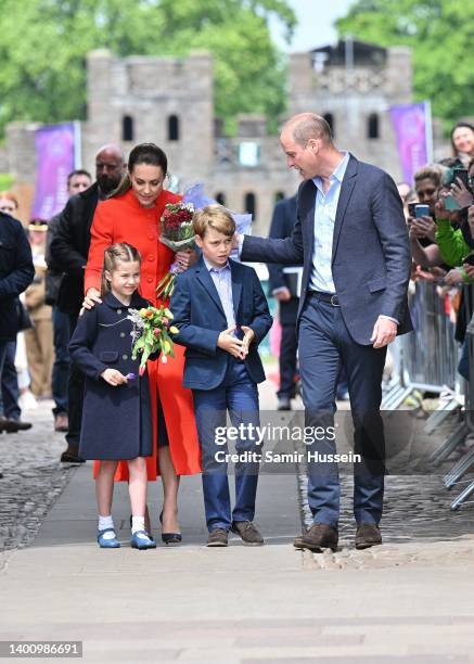 Catherine, Duchess of Cambridge, Princess Charlotte of Cambridge, Prince George of Cambridge and Prince William, Duke of Cambridge depart after a...