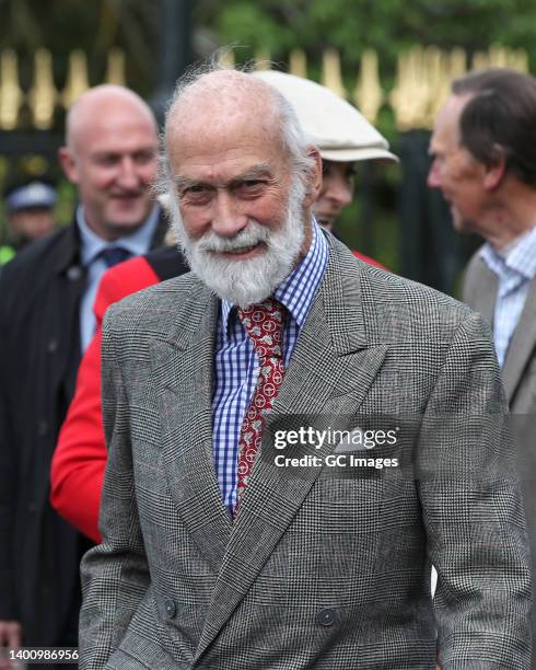 Prince Michael of Kent arrives at the Queen Elizabeth II Platinum Jubilee 2022 - Windsor Platinum Jubilee Party In The Park on the Long Walk and...