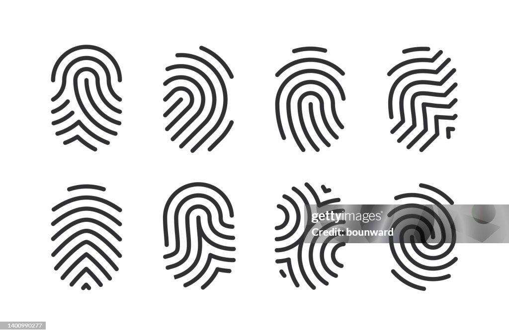 Fingerprint Line Icons Editable Stroke