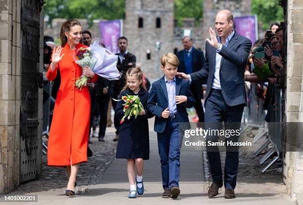 Catherine, Duchess of Cambridge, Princess Charlotte of Cambridge Prince William, Duke of Cambridge and Prince George of Cambridge during a visit to...