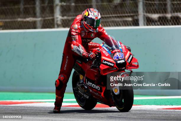 Jack Miller of Australia and Ducati Lenovo Team in action during the Moto GP Qualifying at Circuit de Barcelona-Catalunya on June 4, 2022 in...