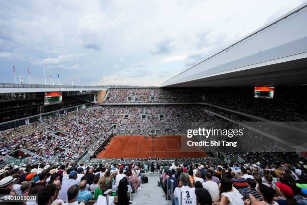 General view of Court Philippe Chatrier as Iga Swiatek of Poland against Coco Gauff of The United States in their Women's Singles Final match during...