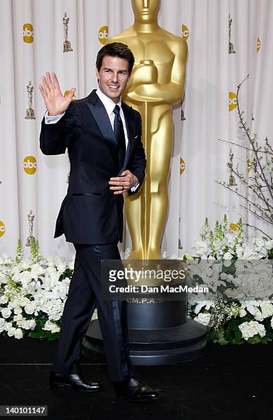 Actor Tom Cruise poses in the press room at the 84th Annual Academy Awards held at Hollywood & Highland Center on February 26, 2012 in Hollywood,...