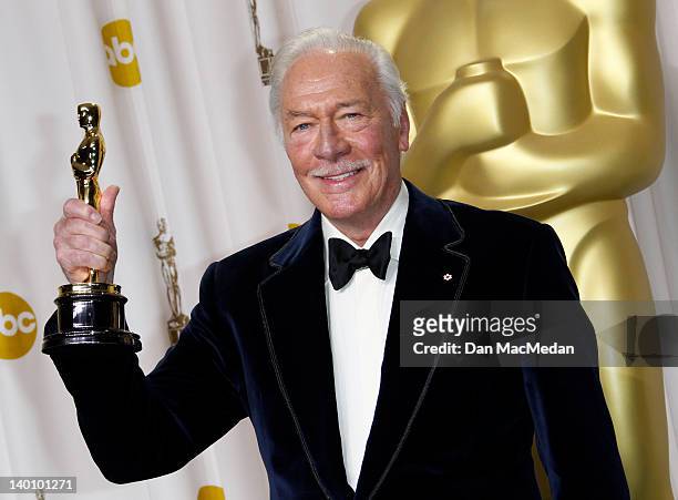 Actor Christopher Plummer poses in the press room at the 84th Annual Academy Awards held at Hollywood & Highland Center on February 26, 2012 in...