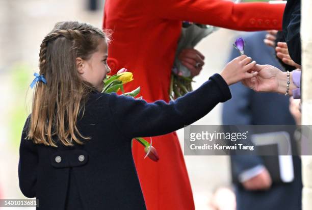Princess Charlotte of Cambridge visits Cardiff Castle on June 04, 2022 in Cardiff, Wales. The Platinum Jubilee of Elizabeth II is being celebrated...