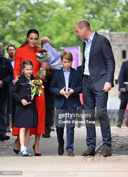 Catherine, Duchess of Cambridge, Prince William, Duke of Cambridge, Princess Charlotte of Cambridge and Prince George of Cambridge visit Cardiff...