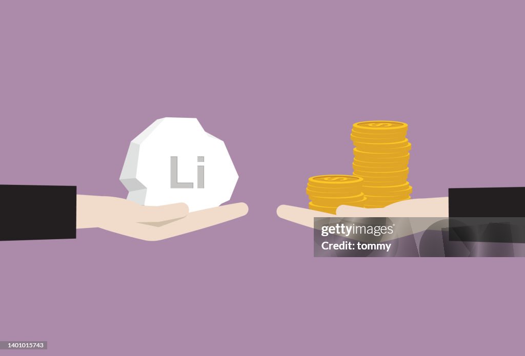 Geschäftsmann tauscht Lithium und Geld aus