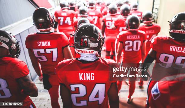 Tre King of Cologne waits in the tunnel with team mates prior to the European League of Football match between Cologne Centurions and Istanbul Rams...