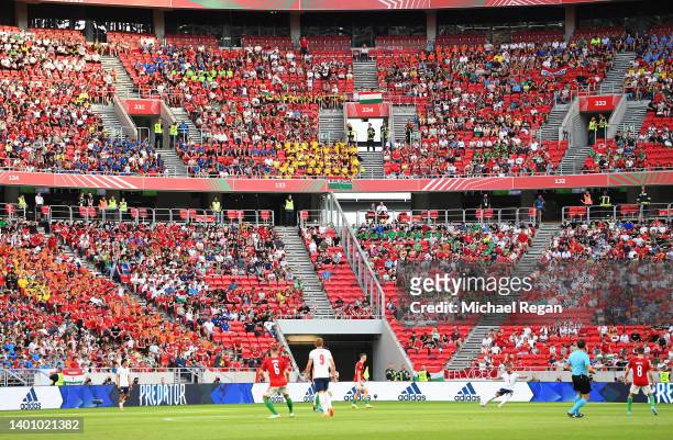 Fans look on during the UEFA Nations League League A Group 3 match between Hungary and England at Puskas Arena on June 04, 2022 in Budapest, Hungary.