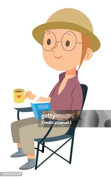girl reading a book - reading outside stock illustrations