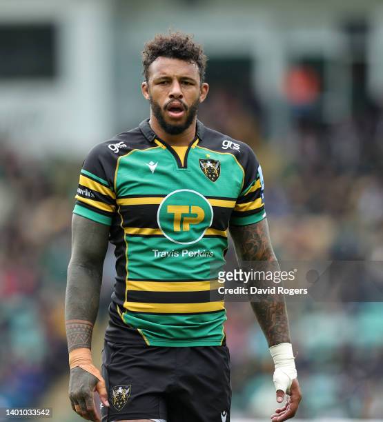 Courtney Lawes of Northampton Saints looks on during the Gallagher Premiership Rugby match between Northampton Saints and Newcastle Falcons at...