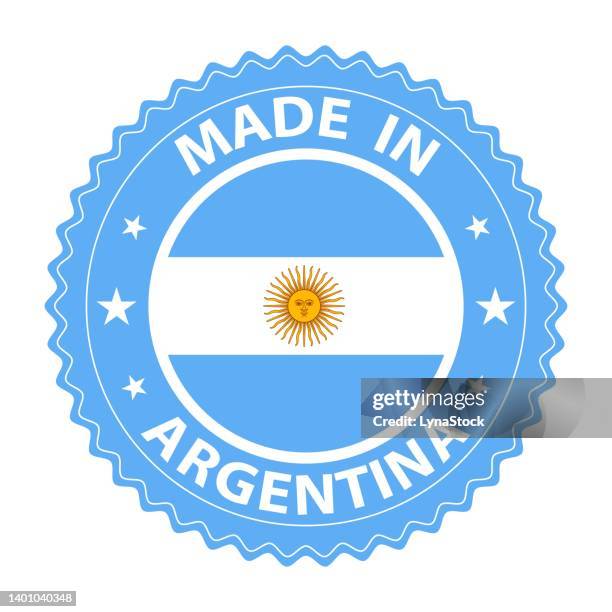 made in argentina badge vector. sticker with stars and national flag. sign isolated on white background. - argentina 幅插畫檔、美工圖案、卡通及圖標