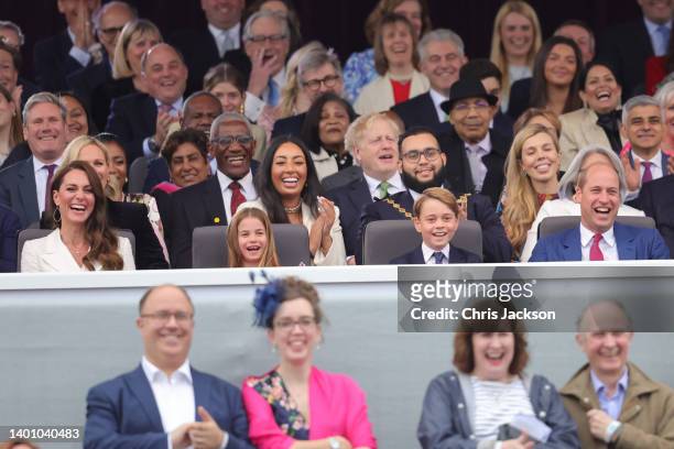 Catherine, Duchess of Cambridge, Princess Charlotte of Cambridge, Prince George of Cambridge and Prince William, Duke of Cambridge during the...