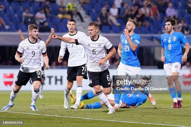 Joshua Kimmich of Germany celebrate after scoring a goal during the UEFA Nations League League A Group 3 match between Italy and Germany at Renato...