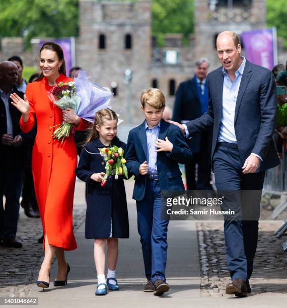 Catherine, Duchess of Cambridge, Princess Charlotte of Cambridge , Prince William, Duke of Cambridge and Prince George of Cambridge during a visit to...