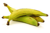 fresh still unripe plantain (baking) bananas