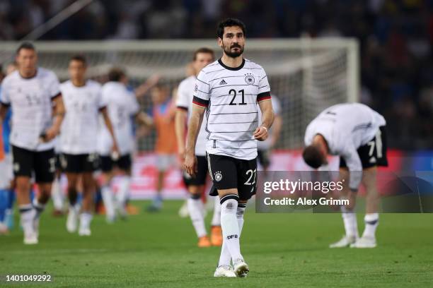 Ilkay Guendogan of Germany looks on following their draw in the UEFA Nations League League A Group 3 match between Italy and Germany at Renato...