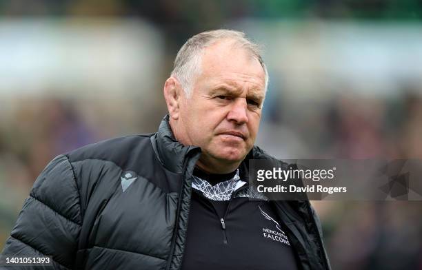 Dean Richards, the Newcastle Falcons director of rugby, looks on during the Gallagher Premiership Rugby match between Northampton Saints and...