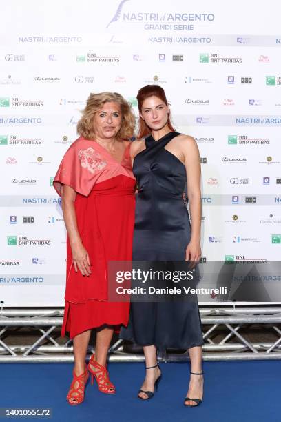 Matilde Bernabei and Maria Chiara Giannetta attend the Nastri D'Argento "Grandi Serie" 2022 on June 04, 2022 in Naples, Italy.