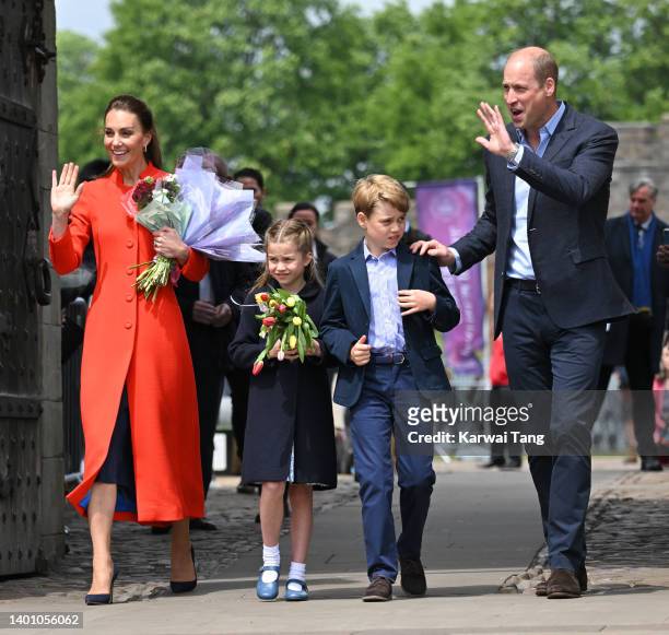 Catherine, Duchess of Cambridge, Prince William, Duke of Cambridge, Princess Charlotte of Cambridge and Prince George of Cambridge visit Cardiff...