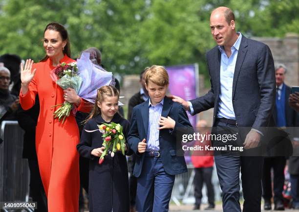 Catherine, Duchess of Cambridge, Prince William, Duke of Cambridge, Princess Charlotte of Cambridge and Prince George of Cambridge visit Cardiff...