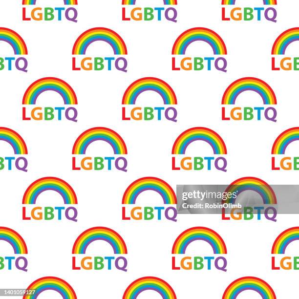 lgbtq rainbows seamless pattern - crayon rainbow stock illustrations