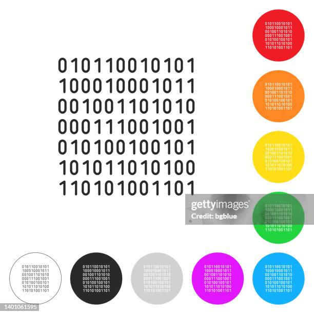 binary code. icon on colorful buttons - zero stock illustrations