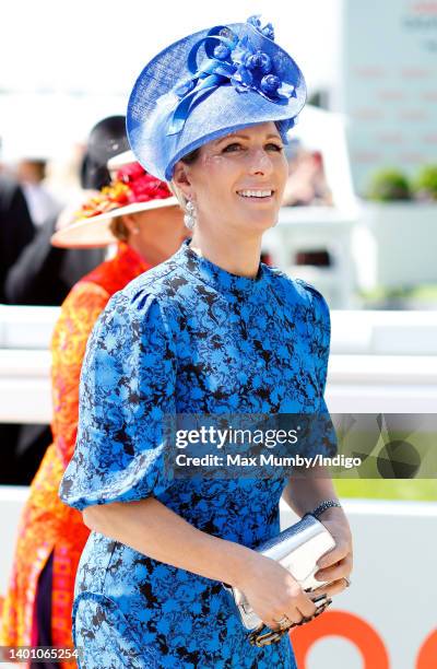 Zara Tindall attend The Epsom Derby at Epsom Racecourse on June 4, 2022 in Epsom, England.