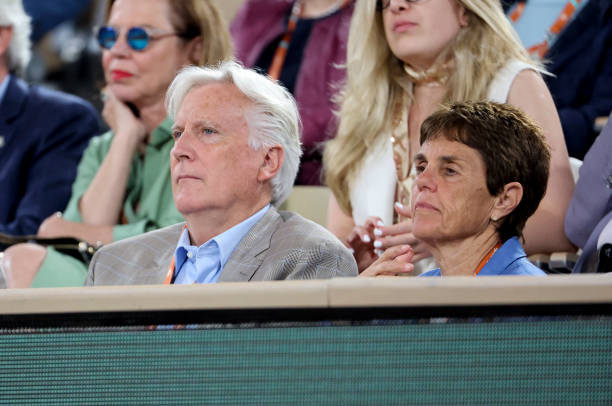 Mark Walter, CEO of Guggenheim Partners, Ilana Kloss attend day 13 of the French Open 2022 held at Stade Roland Garros on June 3, 2022 in Paris,...
