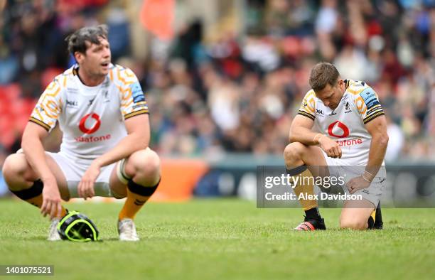 Jimmy Gopperth of Wasps reacts at full time after the Gallagher Premiership Rugby match between Leicester Tigers and Wasps at Mattioli Woods Welford...