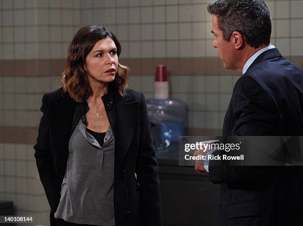 Finola Hughes and John J. York in a scene that airs the week of February 27, 2012 on Disney General Entertainment Content via Getty Images Daytime's...