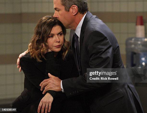 Finola Hughes and John J. York in a scene that airs the week of February 27, 2012 on Disney General Entertainment Content via Getty Images Daytime's...