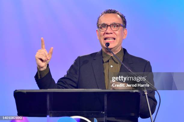 Host Fred Armisen speaks onstage at the 37th Annual Technical Excellence & Creativity Awards during 2022 NAMM Show at Anaheim Convention Center on...