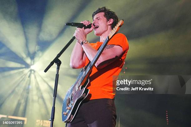 Shawn Mendes performs onstage at the 2022 iHeartRadio Wango Tango at Dignity Health Sports Park on June 04, 2022 in Carson, California.