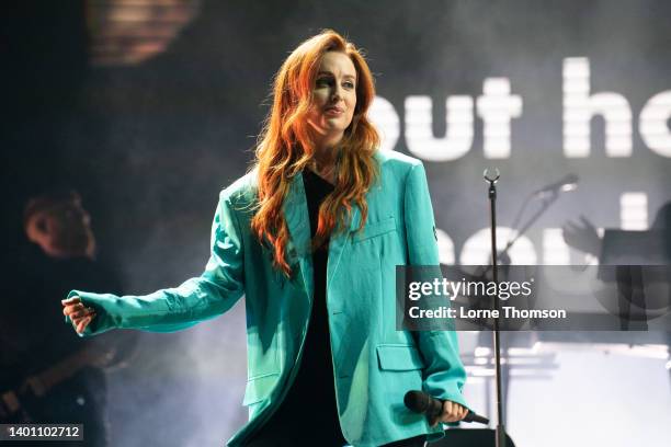 Siobhan Donaghy of Sugababes performs at Mighty Hoopla at Brockwell Park on June 04, 2022 in London, England.