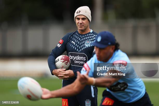 Blues head coach Brad Fittler looks on during a New South Wales Blues State of Origin squad training session at Ignite HQ Centre of Excellence on...
