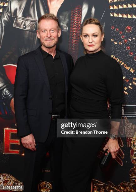 Richard Roxburgh and guest attend the Sydney premiere of ELVIS at the State Theatre on June 05, 2022 in Sydney, Australia.