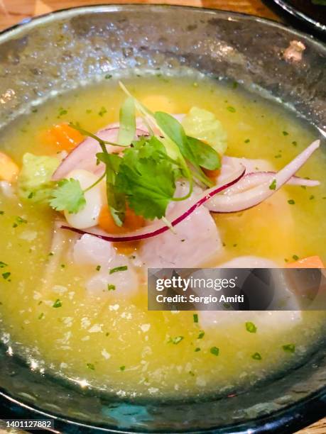 peruvian sea bream ceviche - peruvian culture stock pictures, royalty-free photos & images