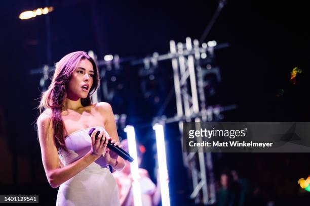 Madison Beer performs at the Outloud Raising Voices Music Festival at WeHo Pride on June 04, 2022 in West Hollywood, California.